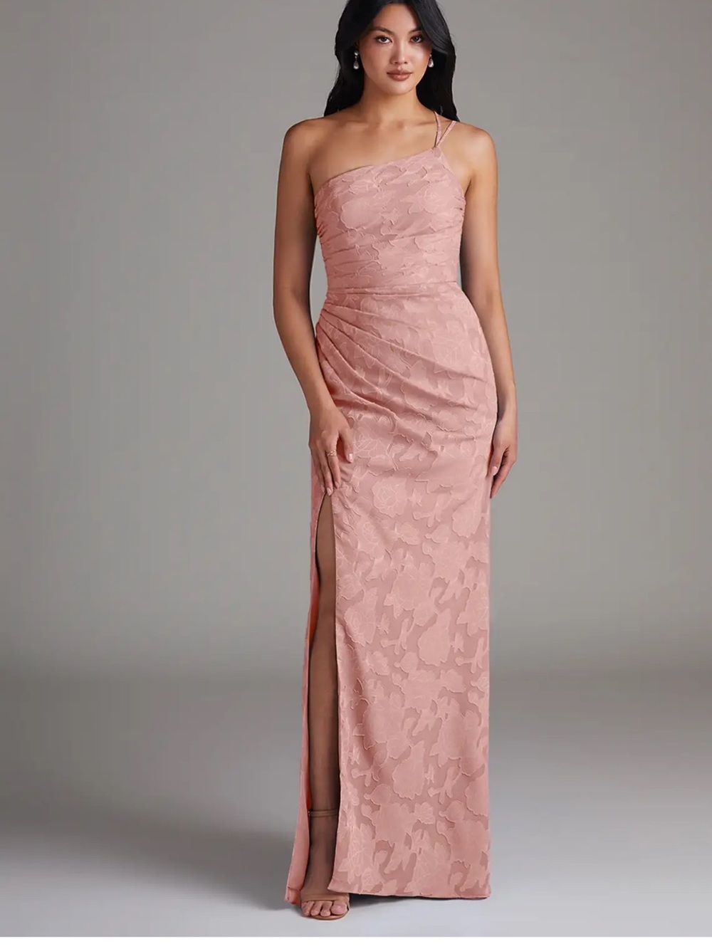Azazie Eren Dress - Rosette, Floral Burnout